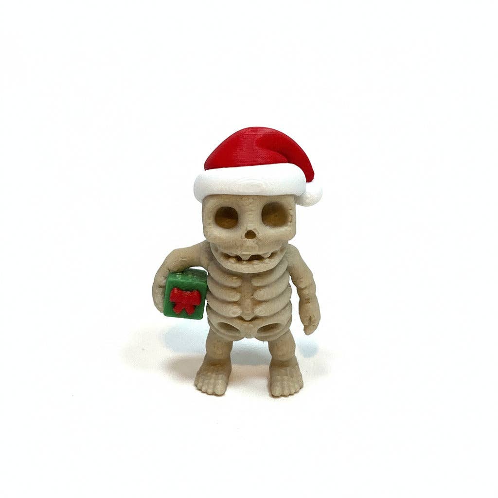 Santa Hat Skeleton • Mini 3D Printed Articulated Animal • Flexi Animals • Christmas • Pocket Pets • Pocket Pals • Desk Pets [#102]