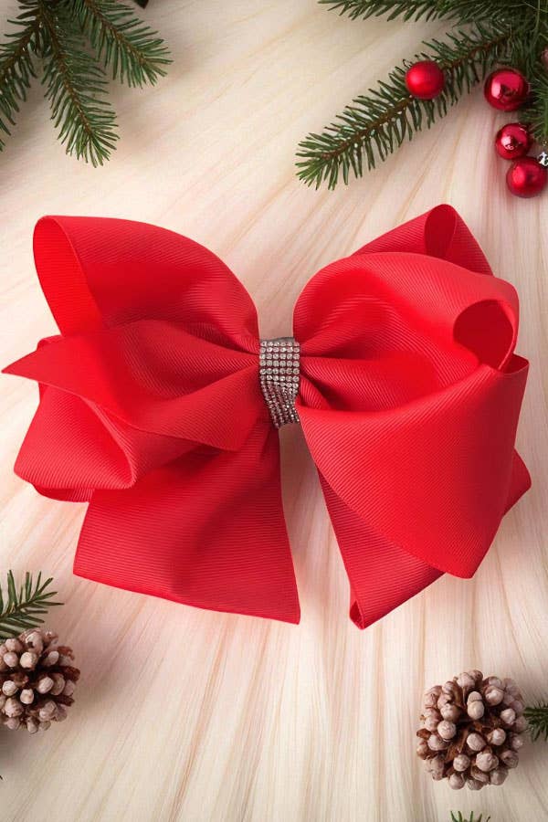 7.5" Red double layer rhinestone bow (4pcs for $ 10.00)