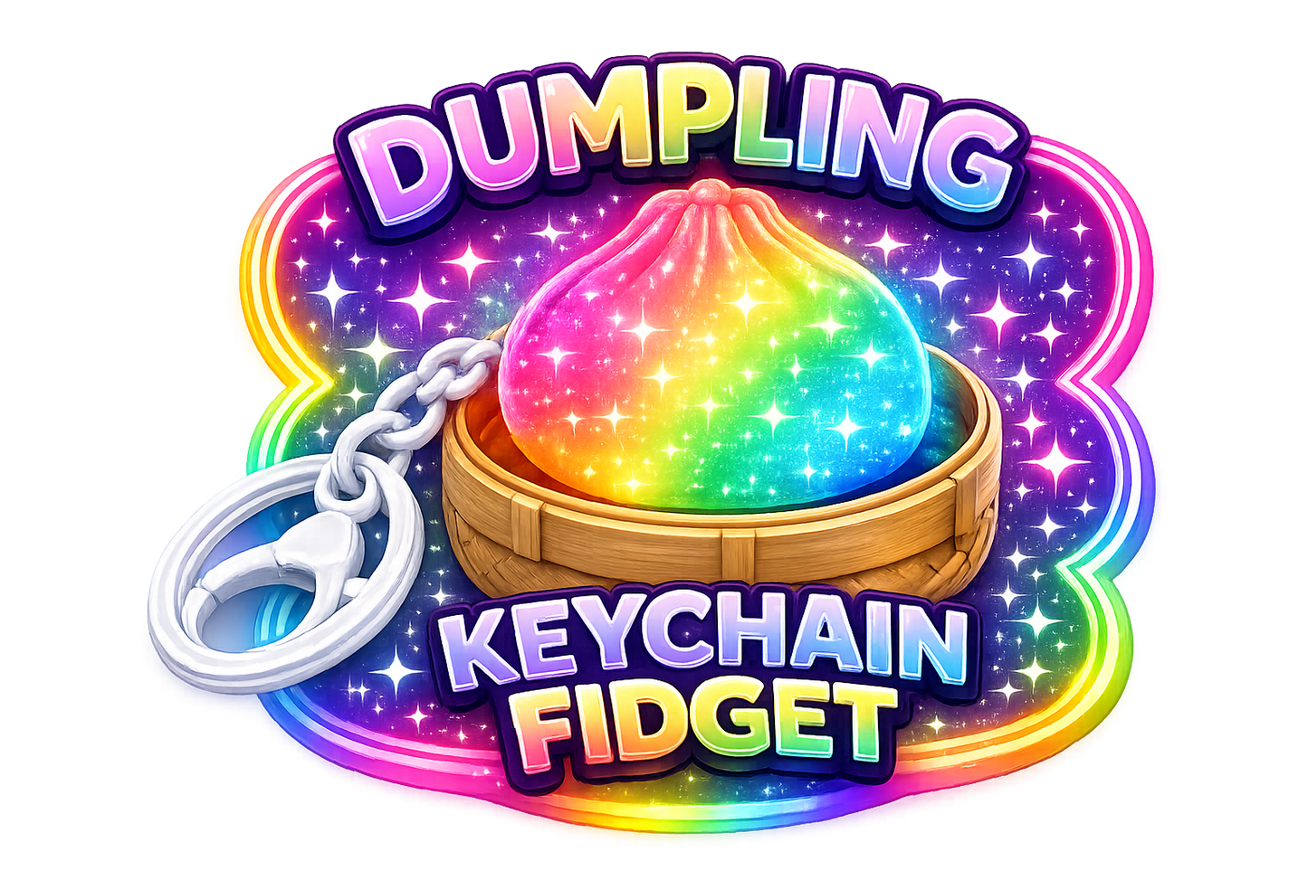 Fun Doh Dumpling Light-Up Click Fidget Keychain- 12/Display