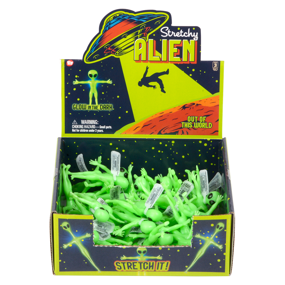 (T) 2.25" GLOW IN DARK STRETCHY ALIEN 48CT
