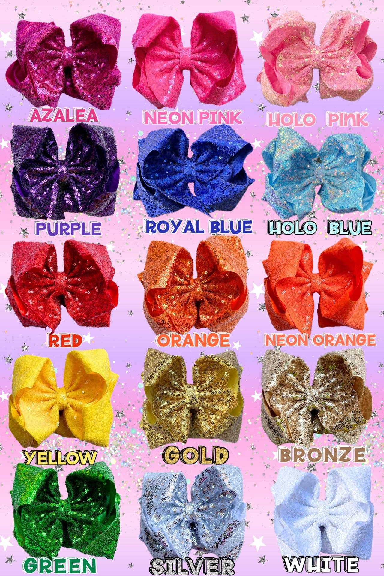 6.5" Double layer sequins hair bows. 4pcs/$10.00 DBW-2 (Added Inventory💖