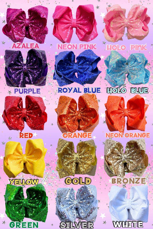 6.5" Double layer sequins hair bows. 4pcs/$10.00 DBW-2 (Added Inventory💖