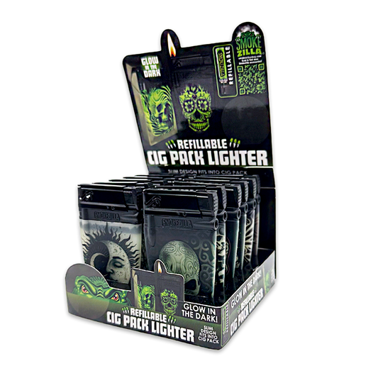 Smokezilla Glow in Dark Cig Pack Thin Lighter - 12/Display