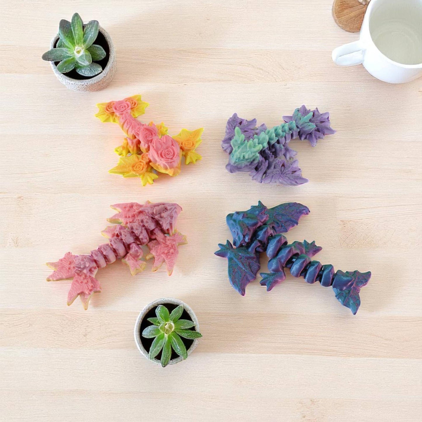 3D Printed Cute Baby Dragon Wyverns, 10 Pack | Mixed Color