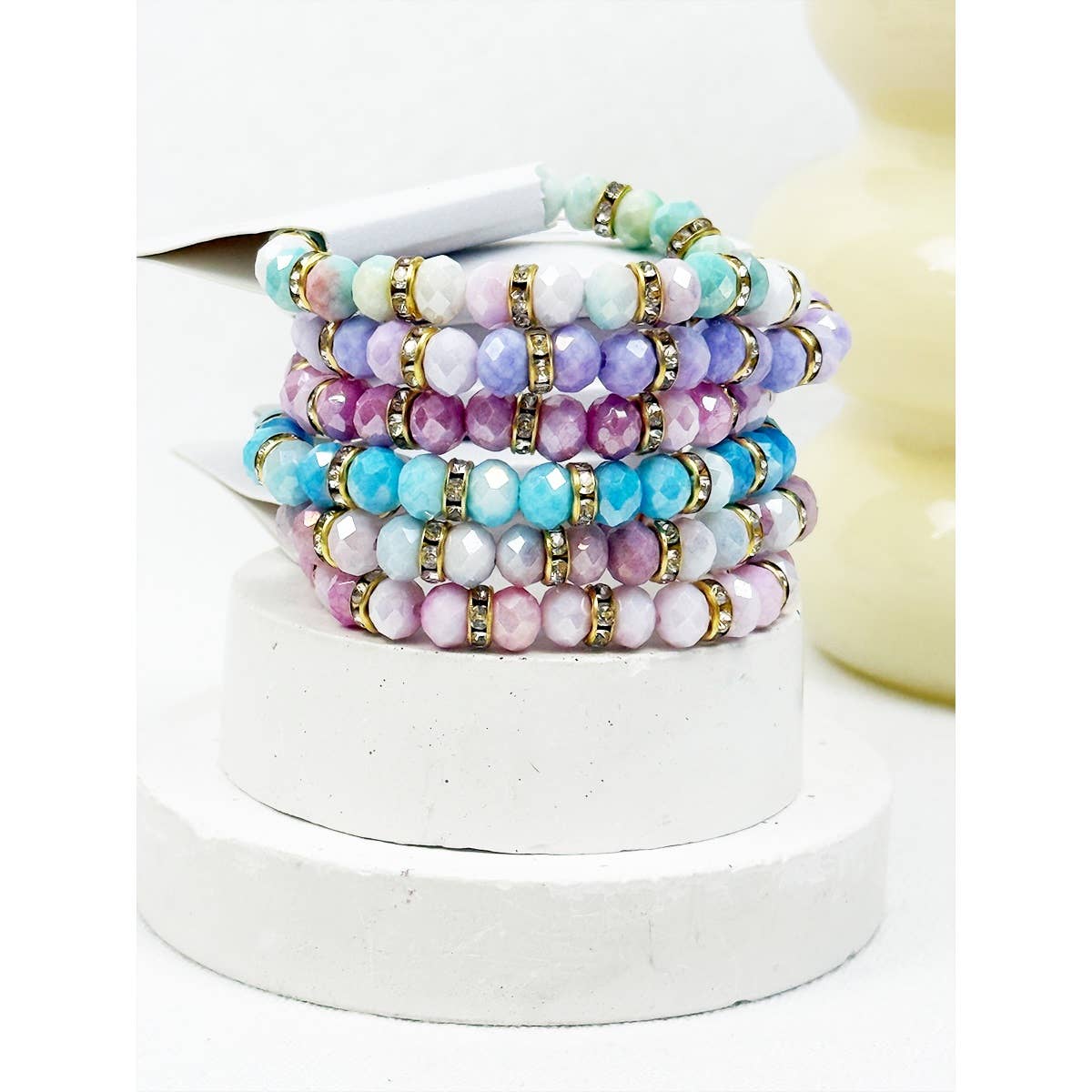 Soft Tone Beaded Stretch Glass Bracelets