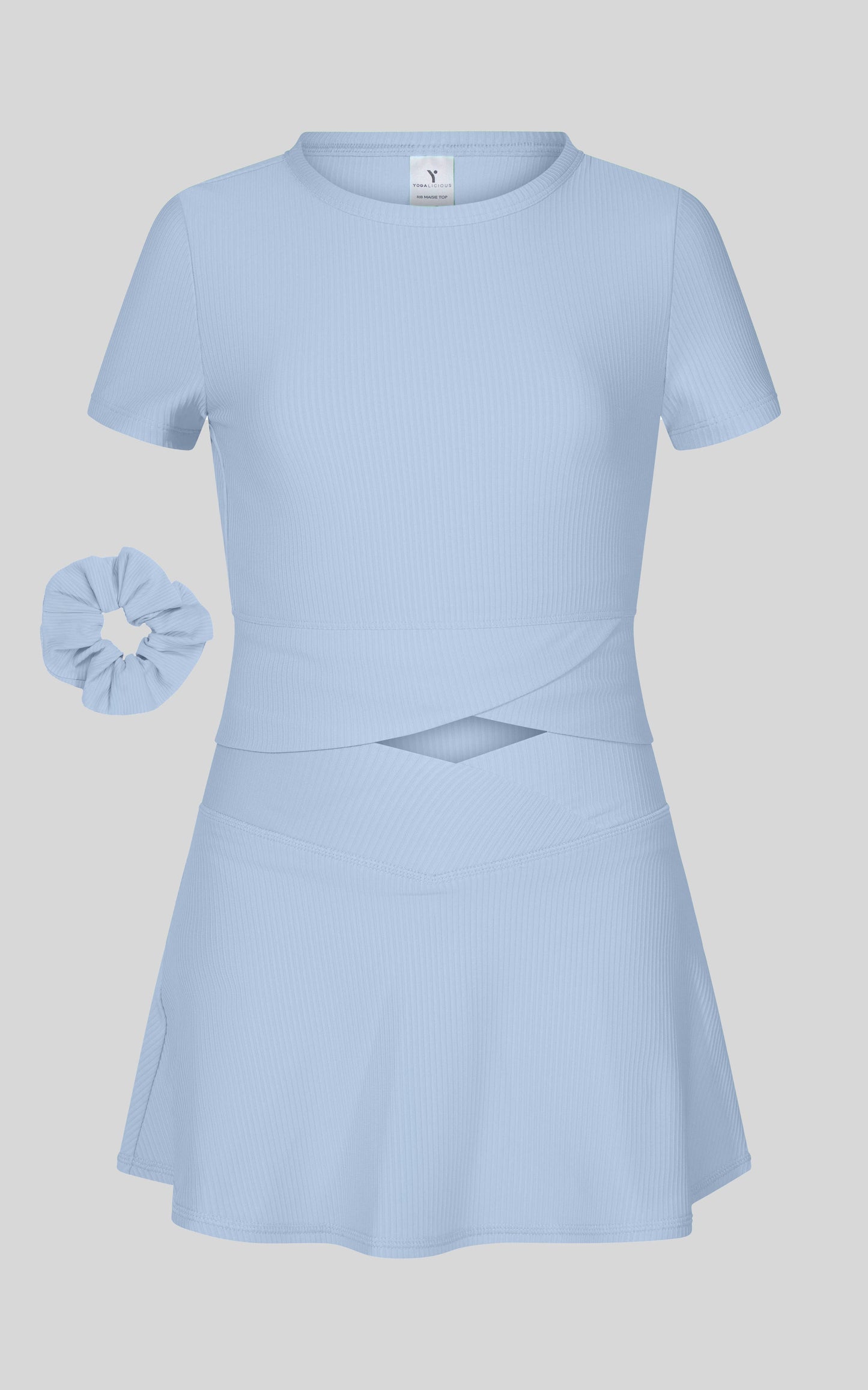 Little Girl Rib Marie Crossover Top and Skort Set