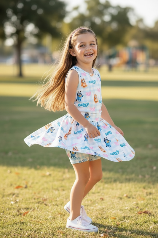 Multi-printed character girls 2 piece set. OFG60357 JEAN