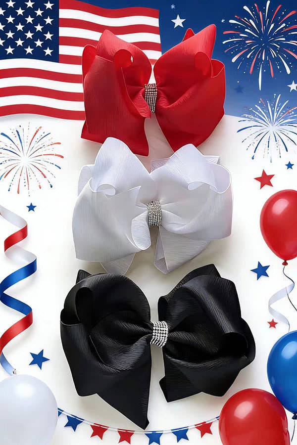 Black double layer rhinestone bow 7.5" (4pcs for $10.00)