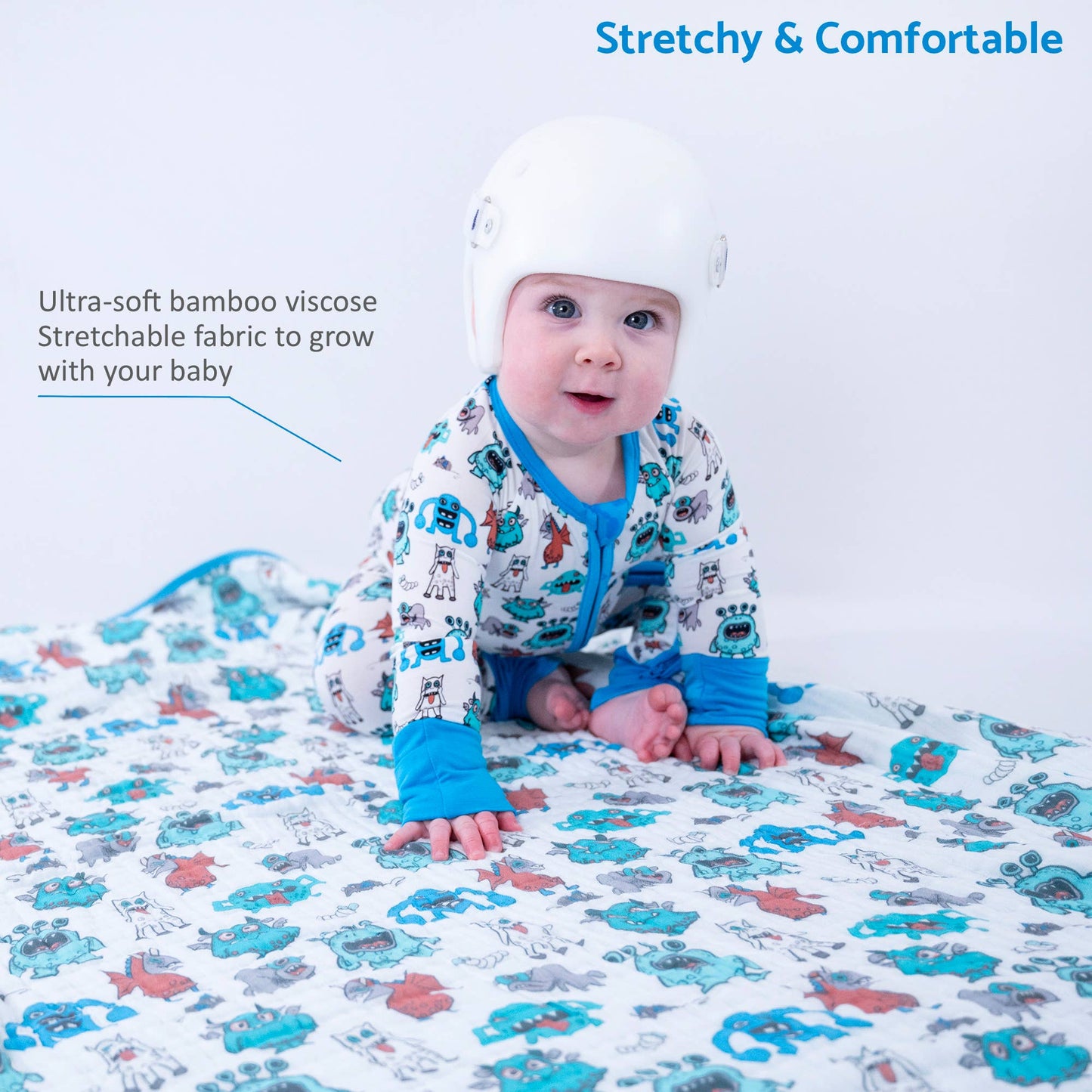 Bamboo Baby Convertible Zipper Pajama Monster Mash