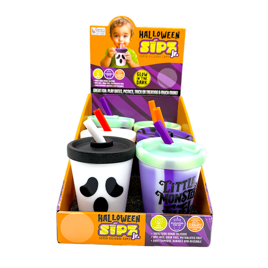 Halloween 8oz Silicone Kids Cup with Lid & Straw - 6/Display