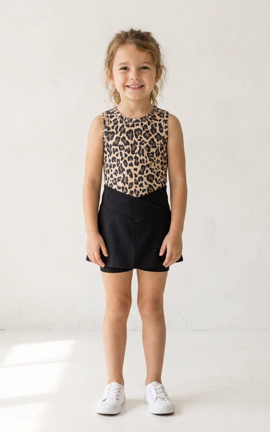 Little Girls Printed Tank and Crossover Shorts Set