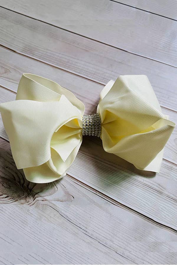 Chic rehinestone 7.5" cream boutique hairbow 12pcs