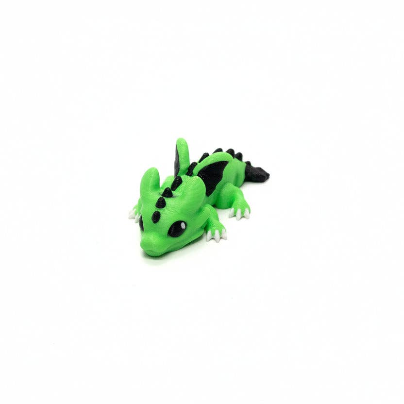 Dragon (Green and Black) • Mini 3D Printed Articulated Animal • Flexi Animals • Pocket Pets • Pocket Pals • Desk Pets*