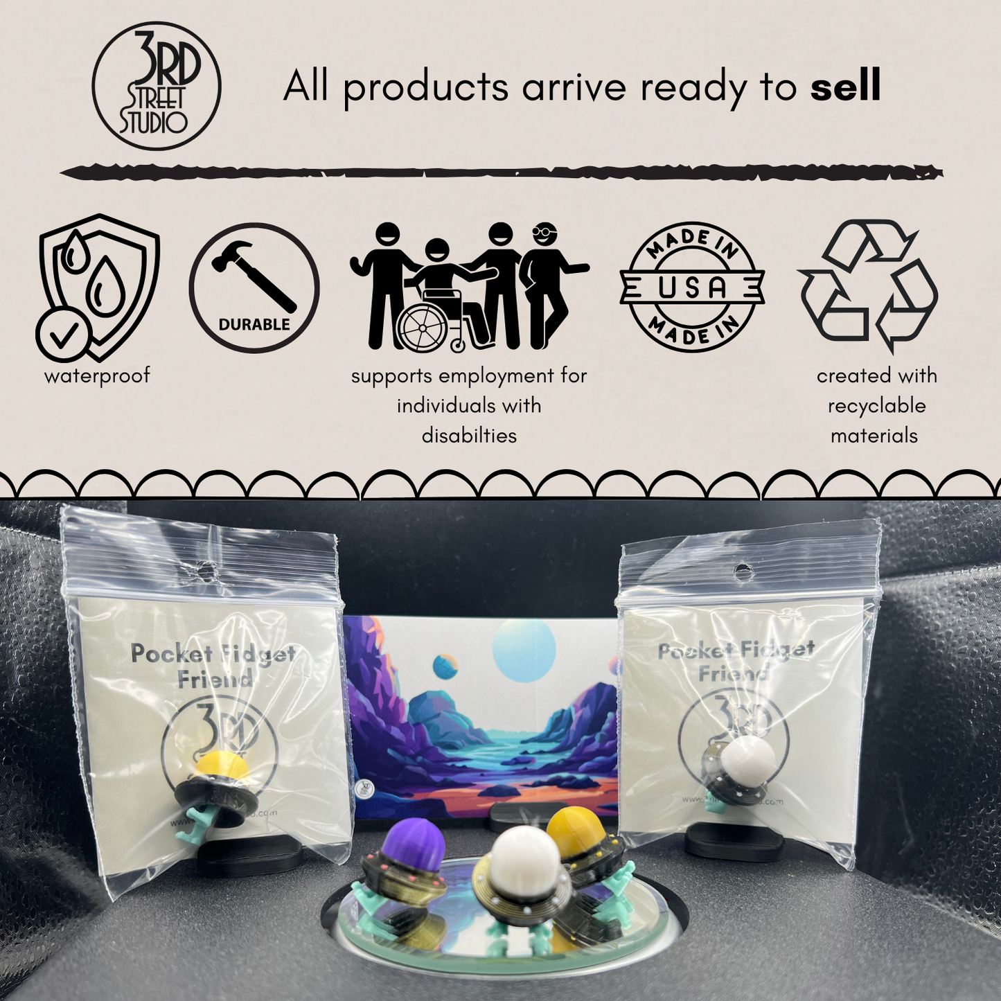 UFO - Fidget Friend - Includes Play Scene