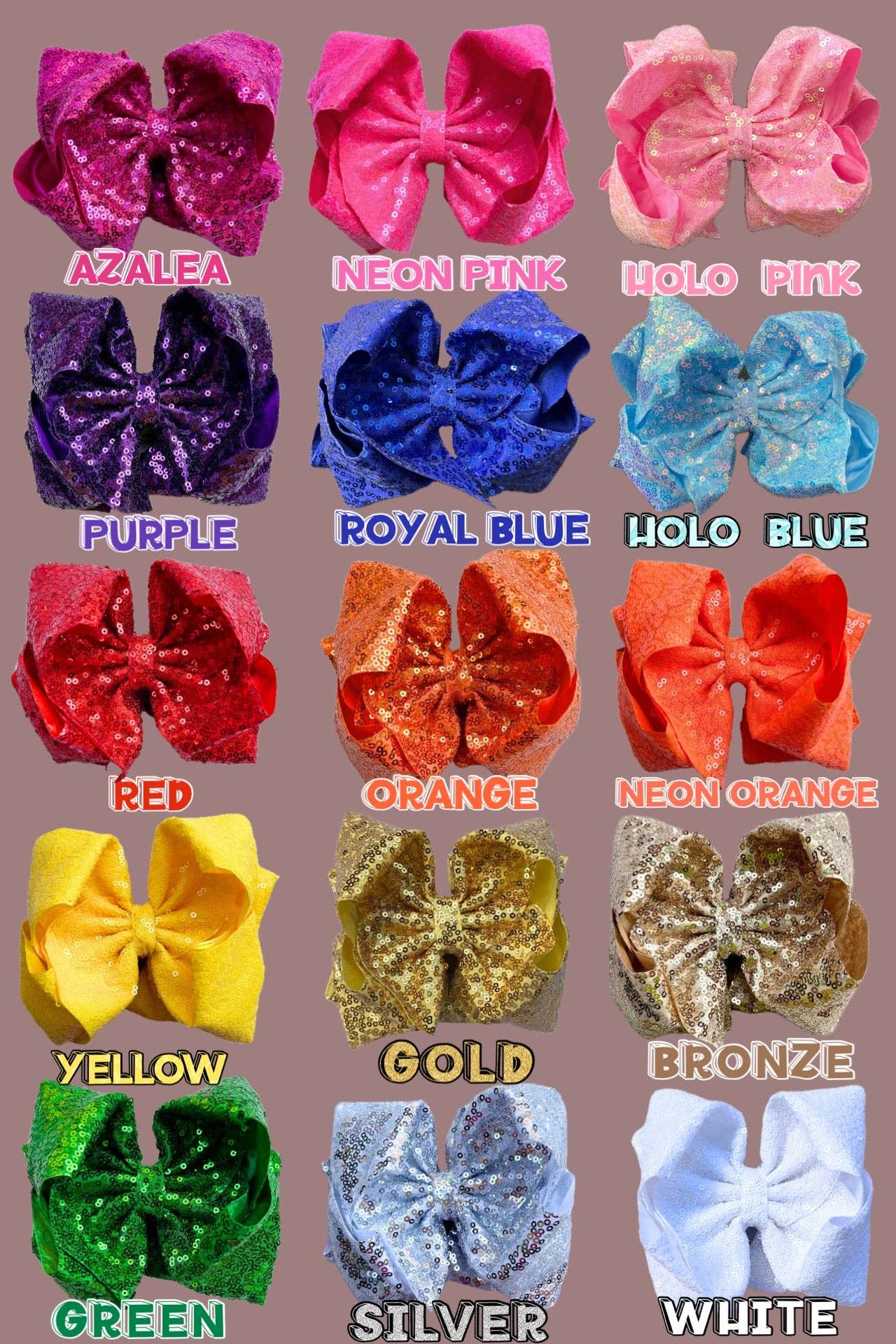 6.5" Double layer sequins hair bows. 4pcs/$10.00 DBW-2 (Added Inventory💖