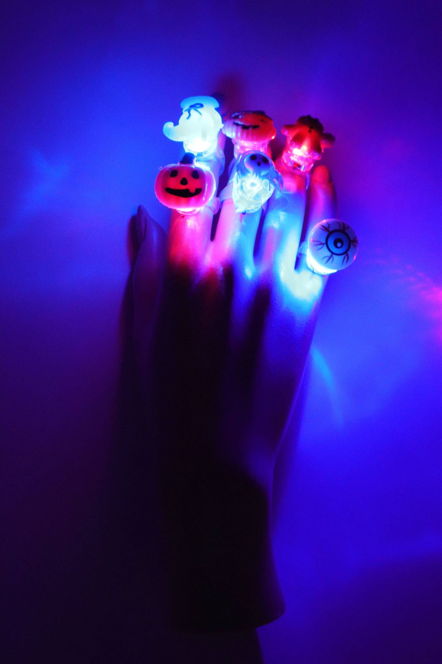 Halloween Resin Charm Led Light-up Ring - 24 Pcs
