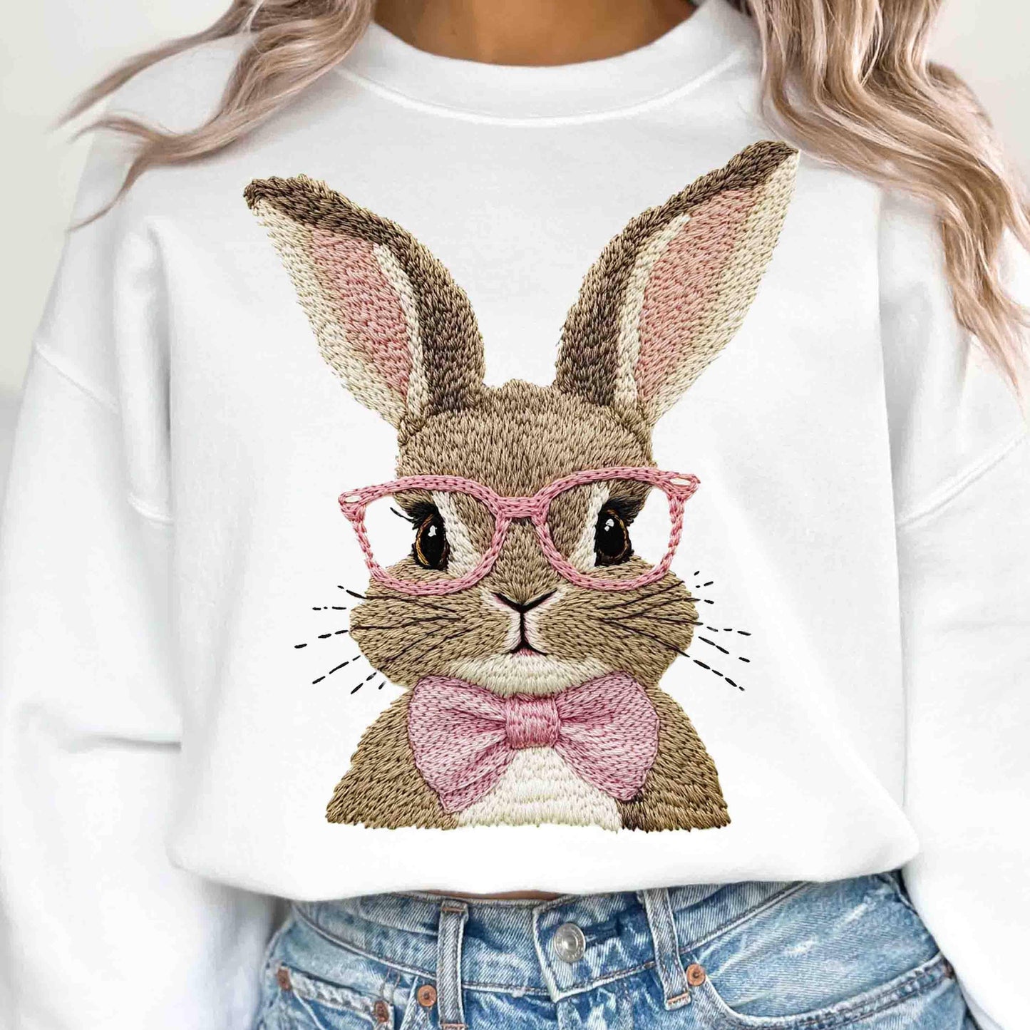 Retro Easter Bunny Bow Sweatshirt, Happy Easter Day Shirt