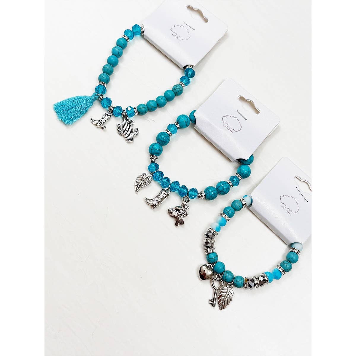 Western Boho Mix Charms Turquoise Theme Bracelets