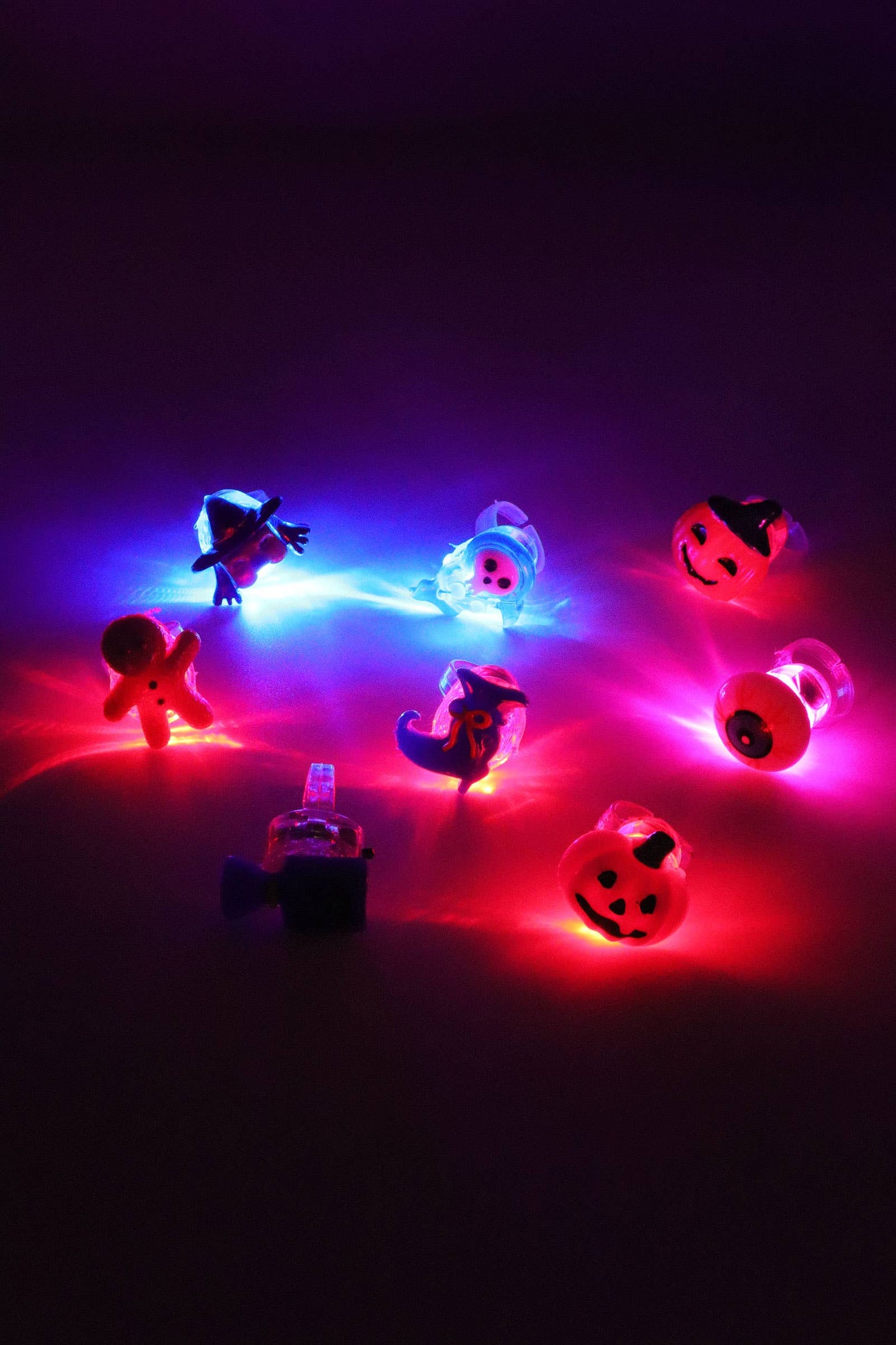 Halloween Resin Charm Led Light-up Ring - 24 Pcs