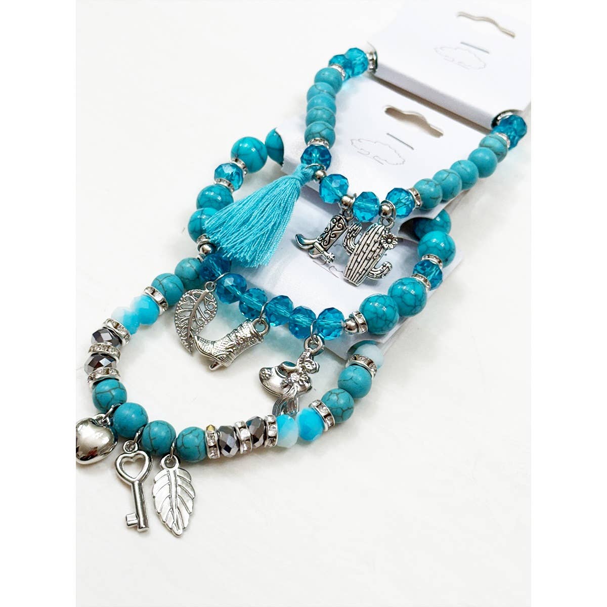 Western Boho Mix Charms Turquoise Theme Bracelets