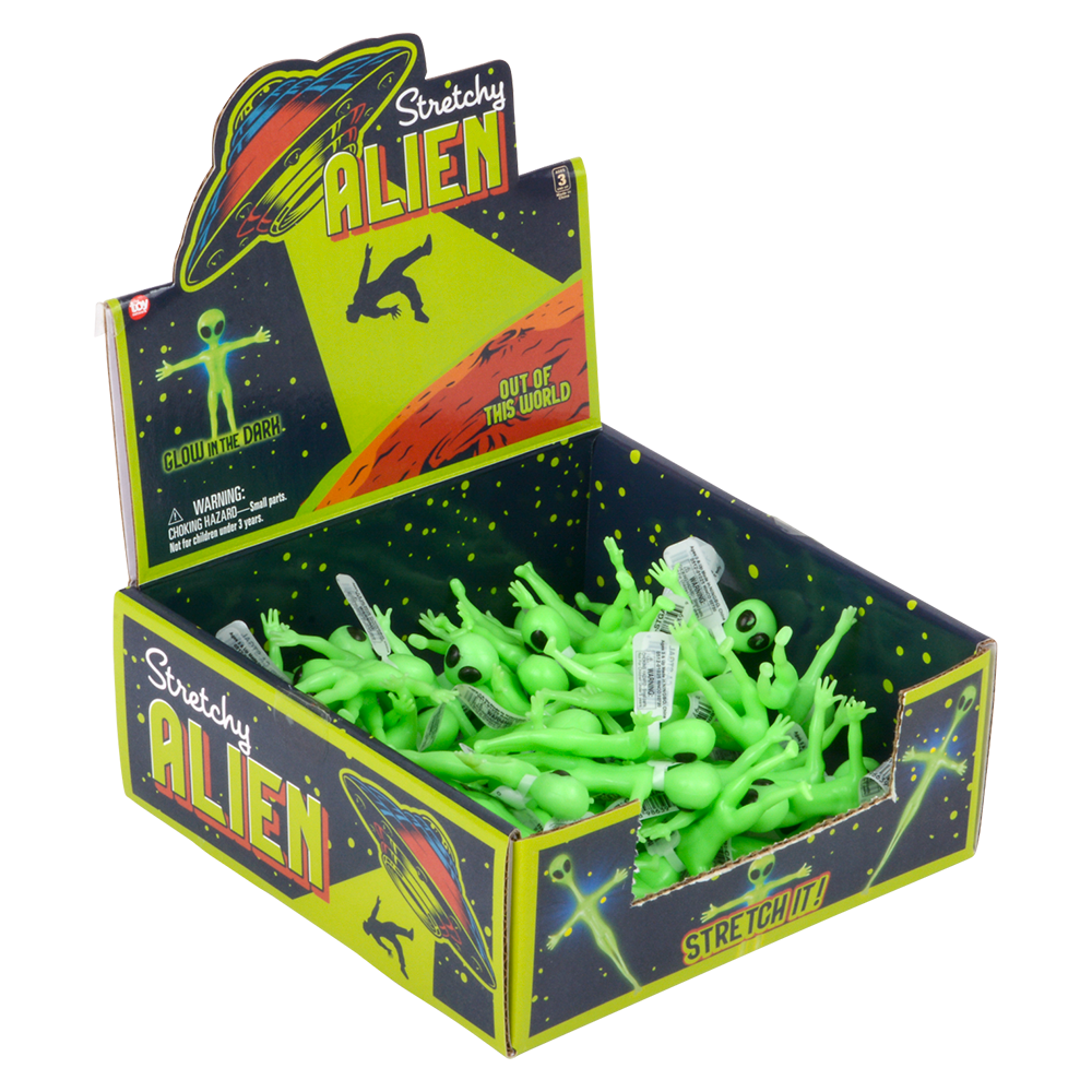 (T) 2.25" GLOW IN DARK STRETCHY ALIEN 48CT