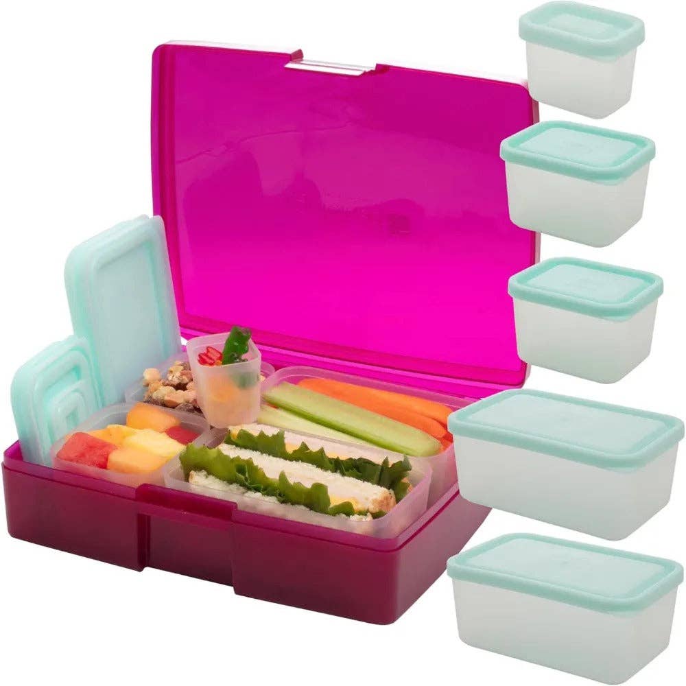 Bento Box Set with 5 Removable Nesting Containers - Rasb/Blu