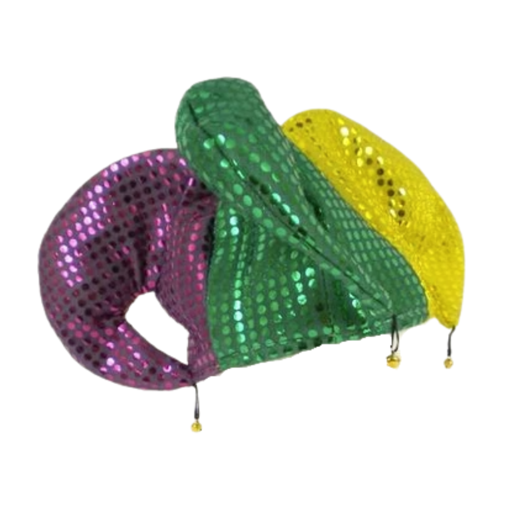 Large Purple, Green and Gold Sequin Jester Hat (Each)