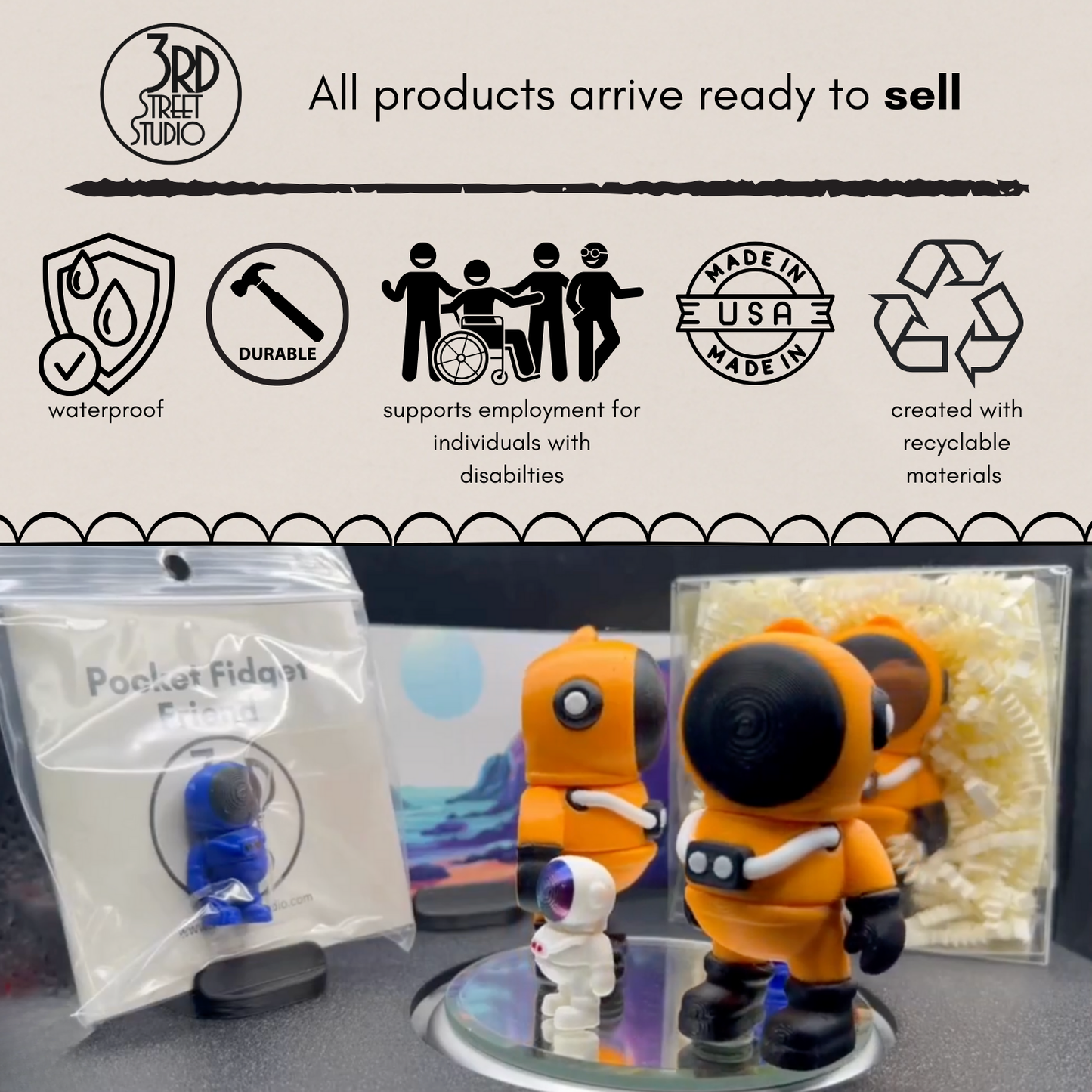 Astronaut Fidget Friend - Includes Play Scene