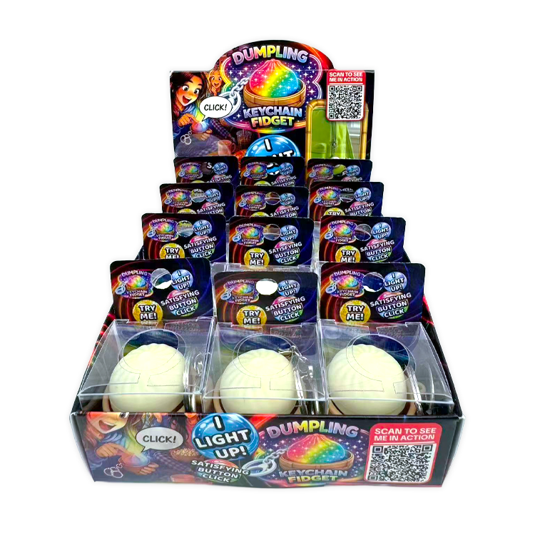 Fun Doh Dumpling Light-Up Click Fidget Keychain- 12/Display
