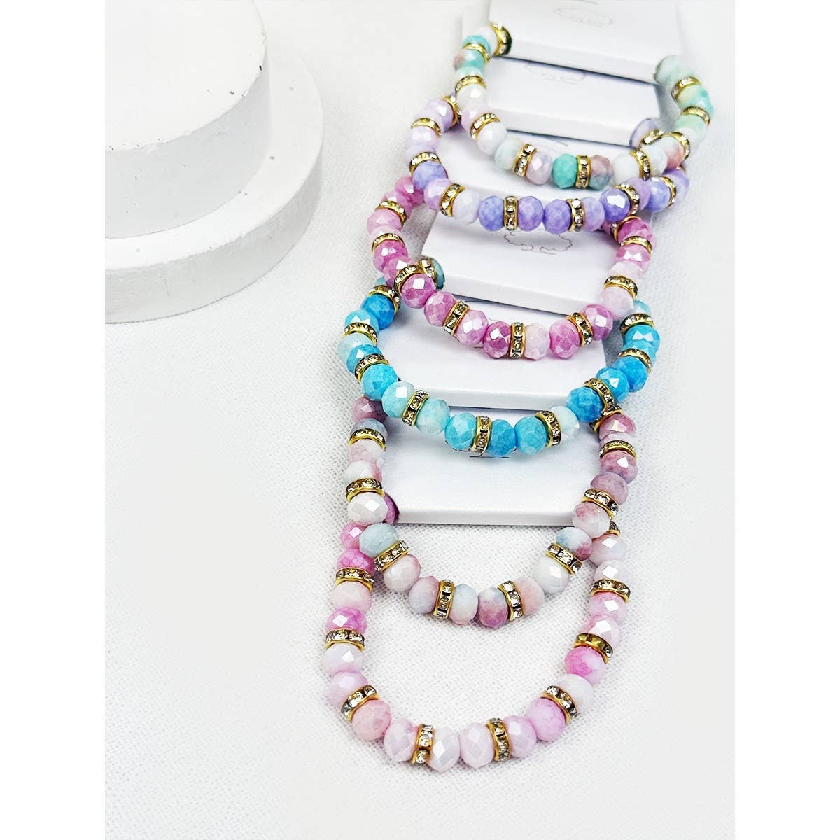 Soft Tone Beaded Stretch Glass Bracelets