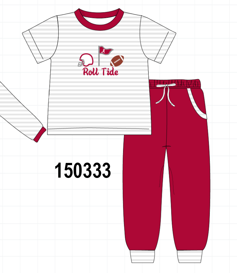 Red Alabama Roll Tide Embroidery Pants Set